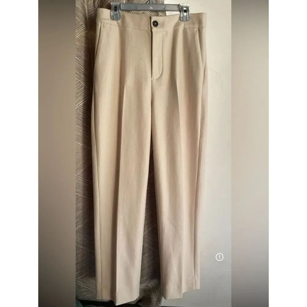 Amour Vert Trouser Wool Pants Womens Cream Straight Leg Sz Small NWT